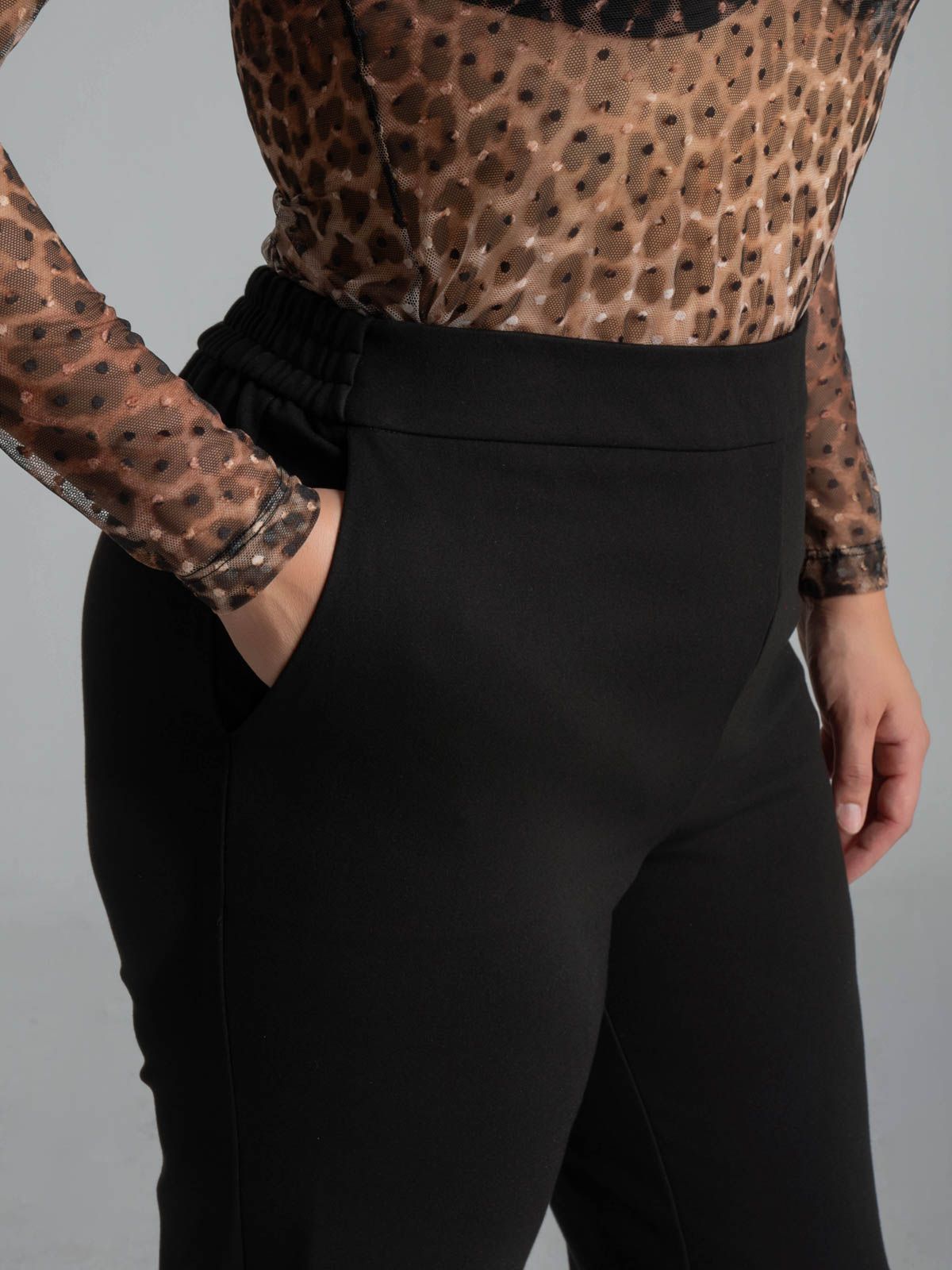 Tailored cigarette pants with elastic back waistband