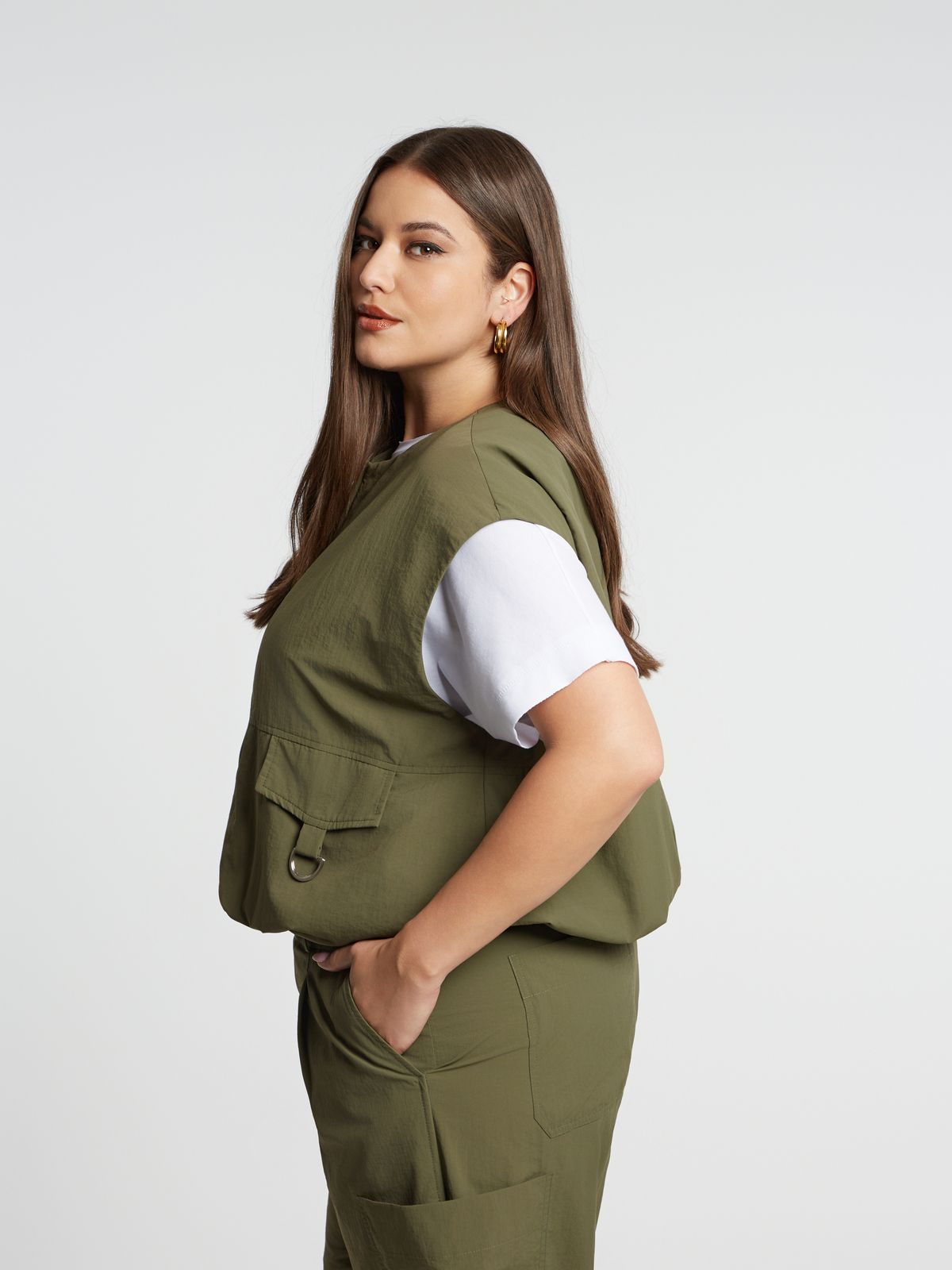Technical zip-up vest with utility pocket details