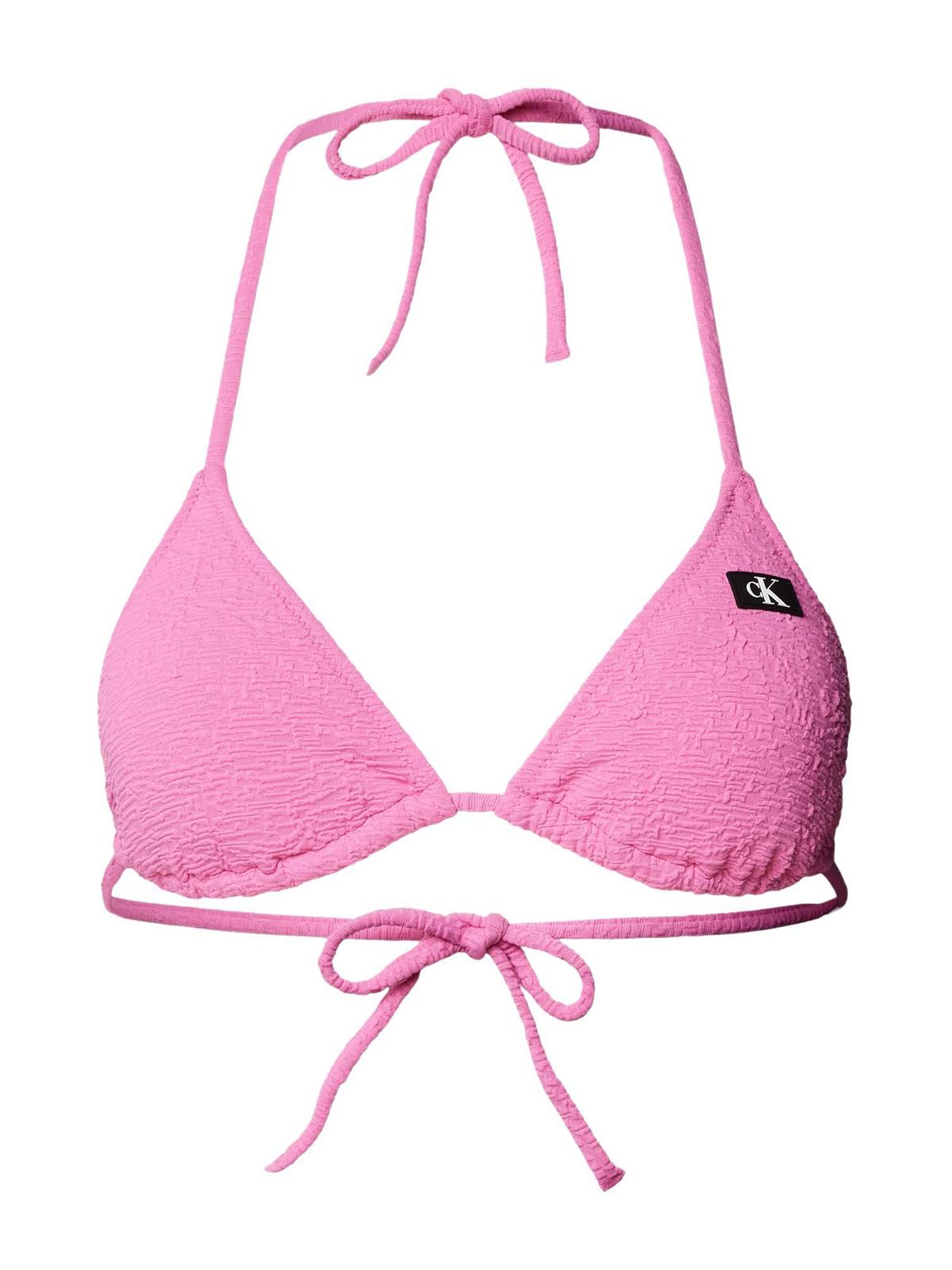 Textured Triangle Bikini Top - Bold Pink