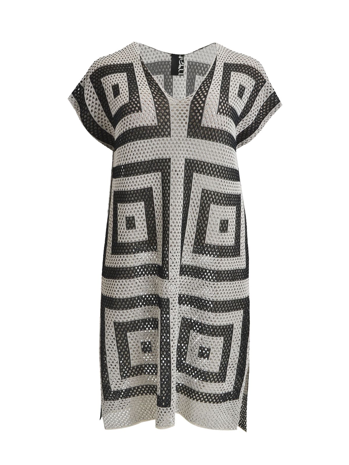 Geometric open-knit kaftan