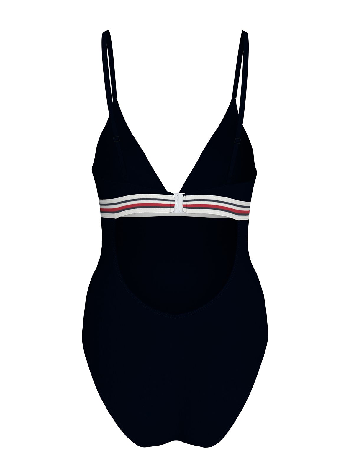 Global Stripe Plunge Neck Swimsuit