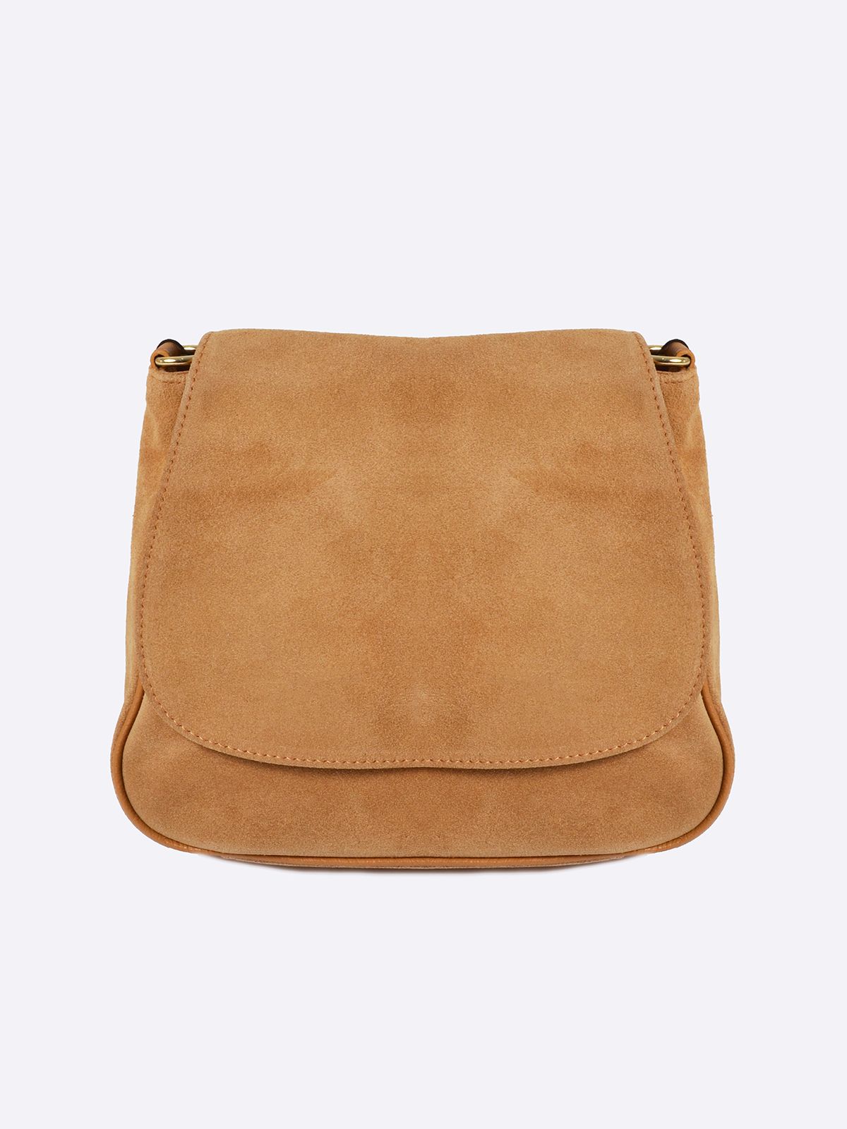 Leather shoulder bag with flap closure