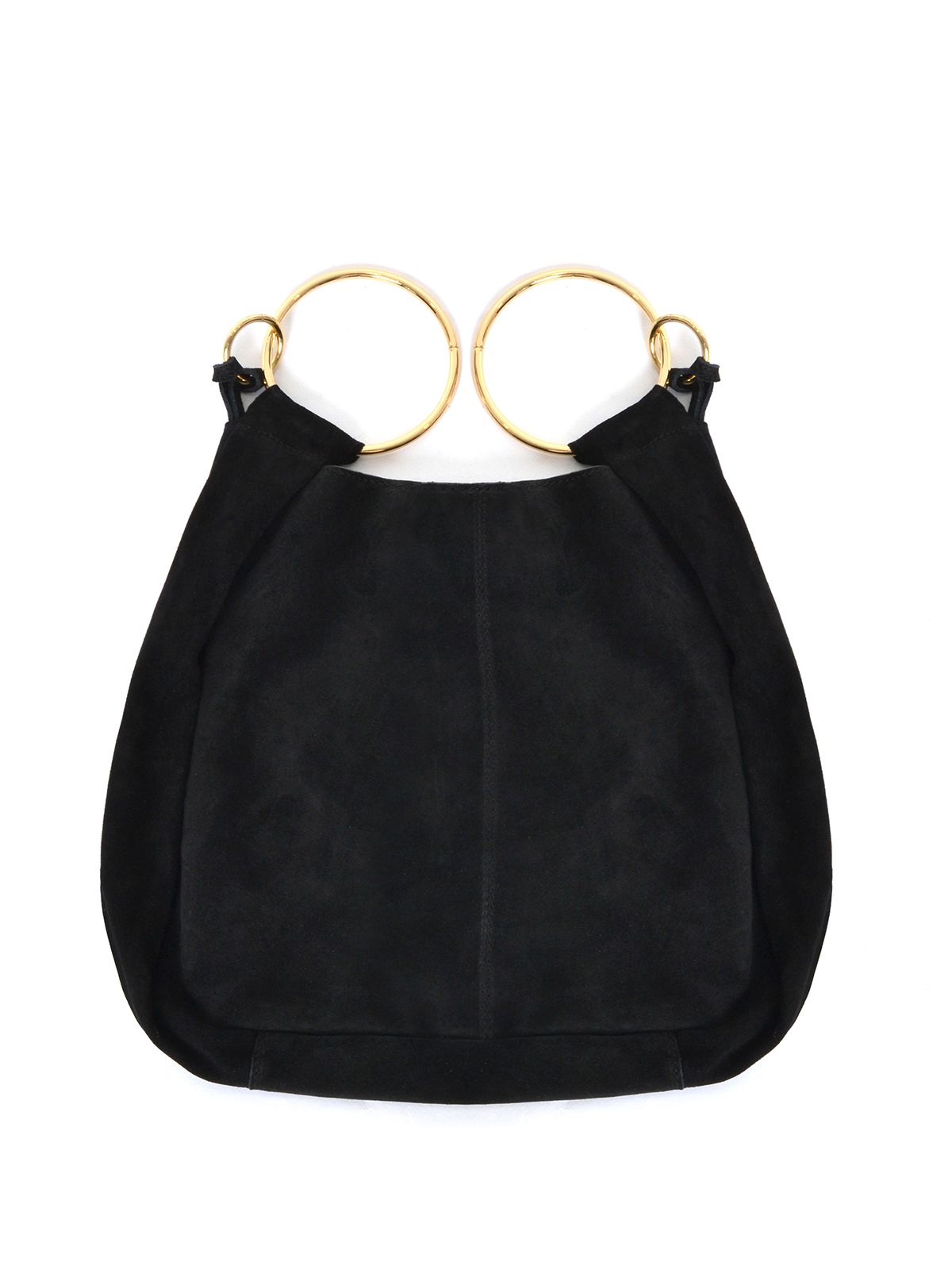 Suede leather ring handle bag