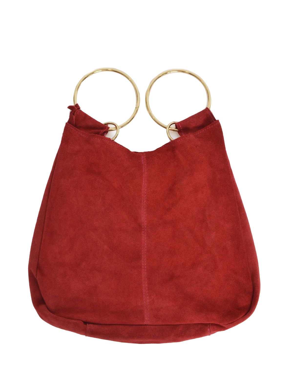 Suede leather ring handle bag