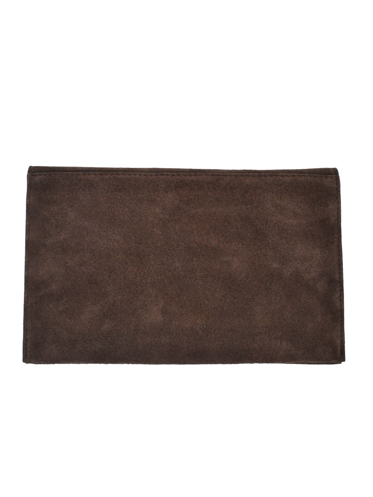 Suede leather clutch bag with gold detail