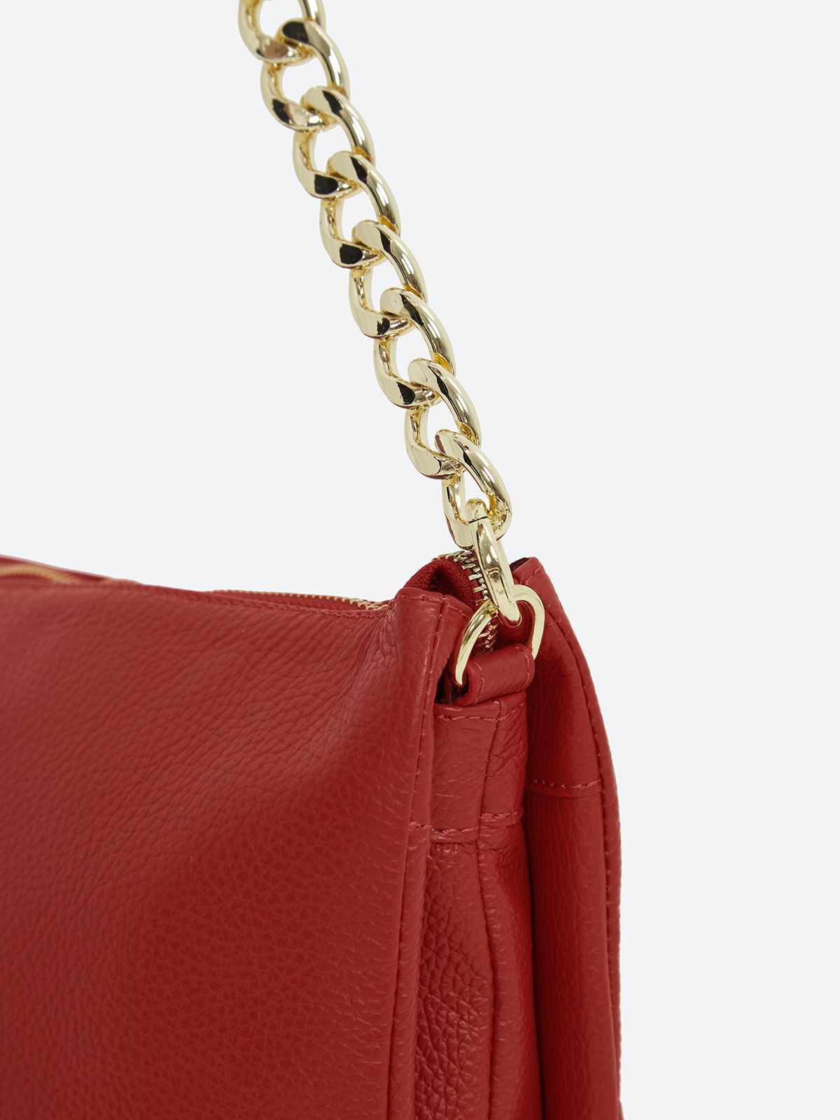 Chain detailed leather tote