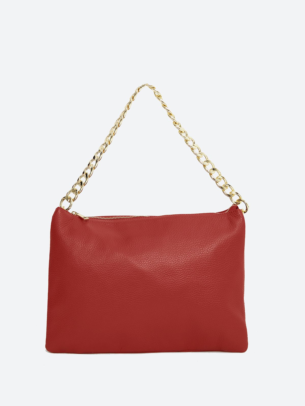 Chain detailed leather tote