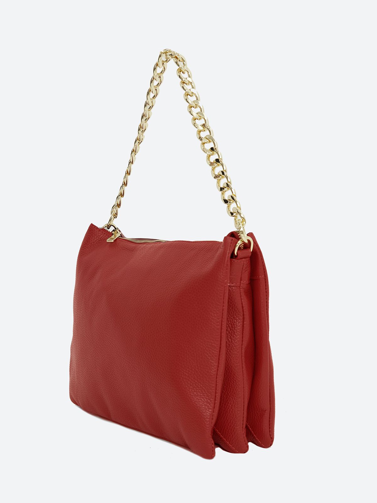 Chain detailed leather tote