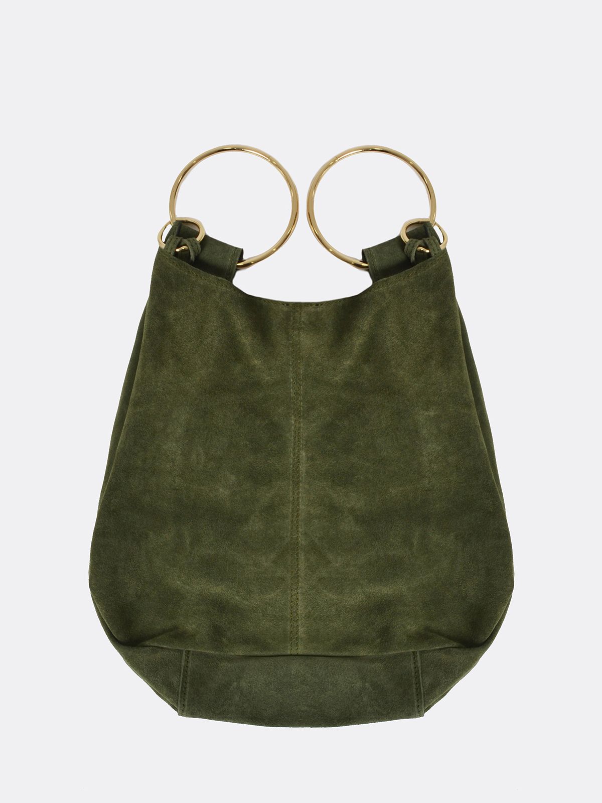 Suede leather ring handle bag