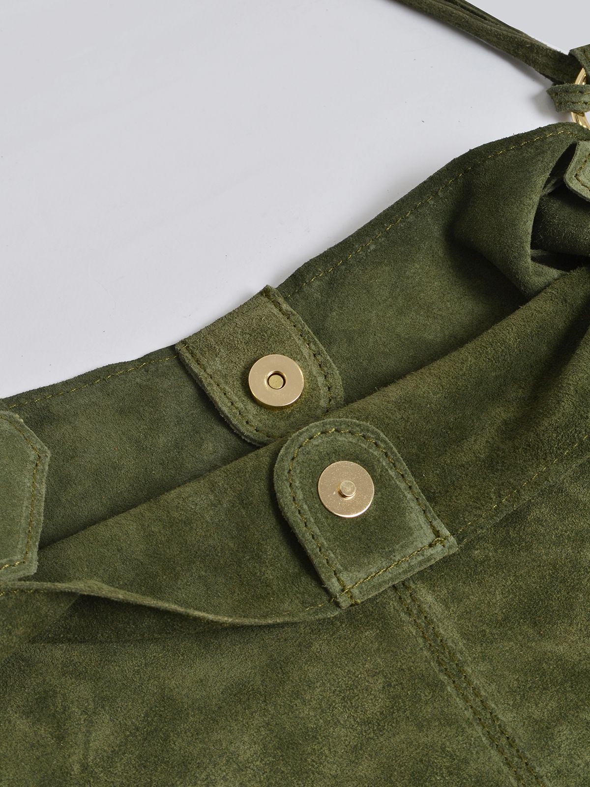 Suede leather ring handle bag