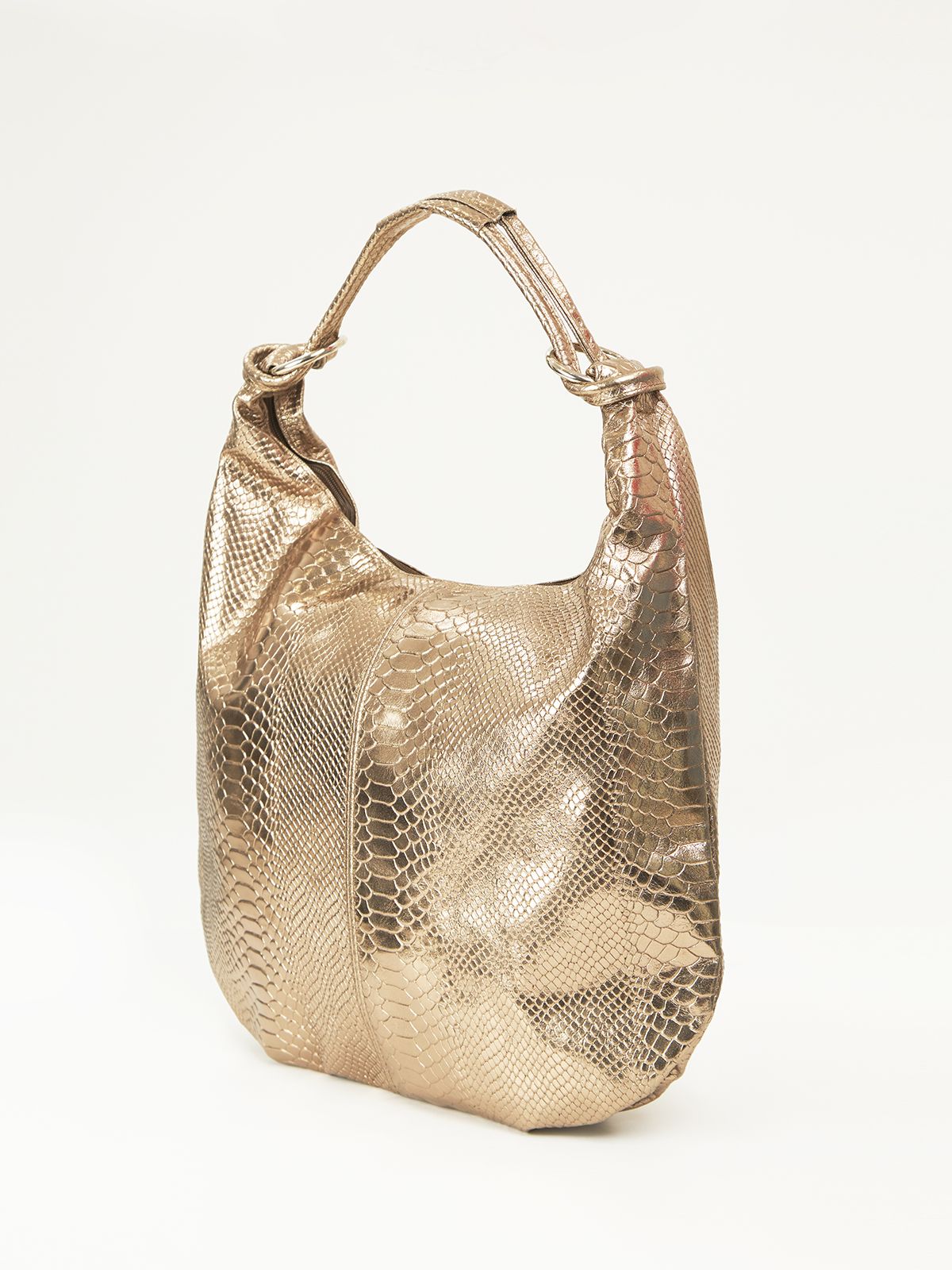 Croco metallic leather bag