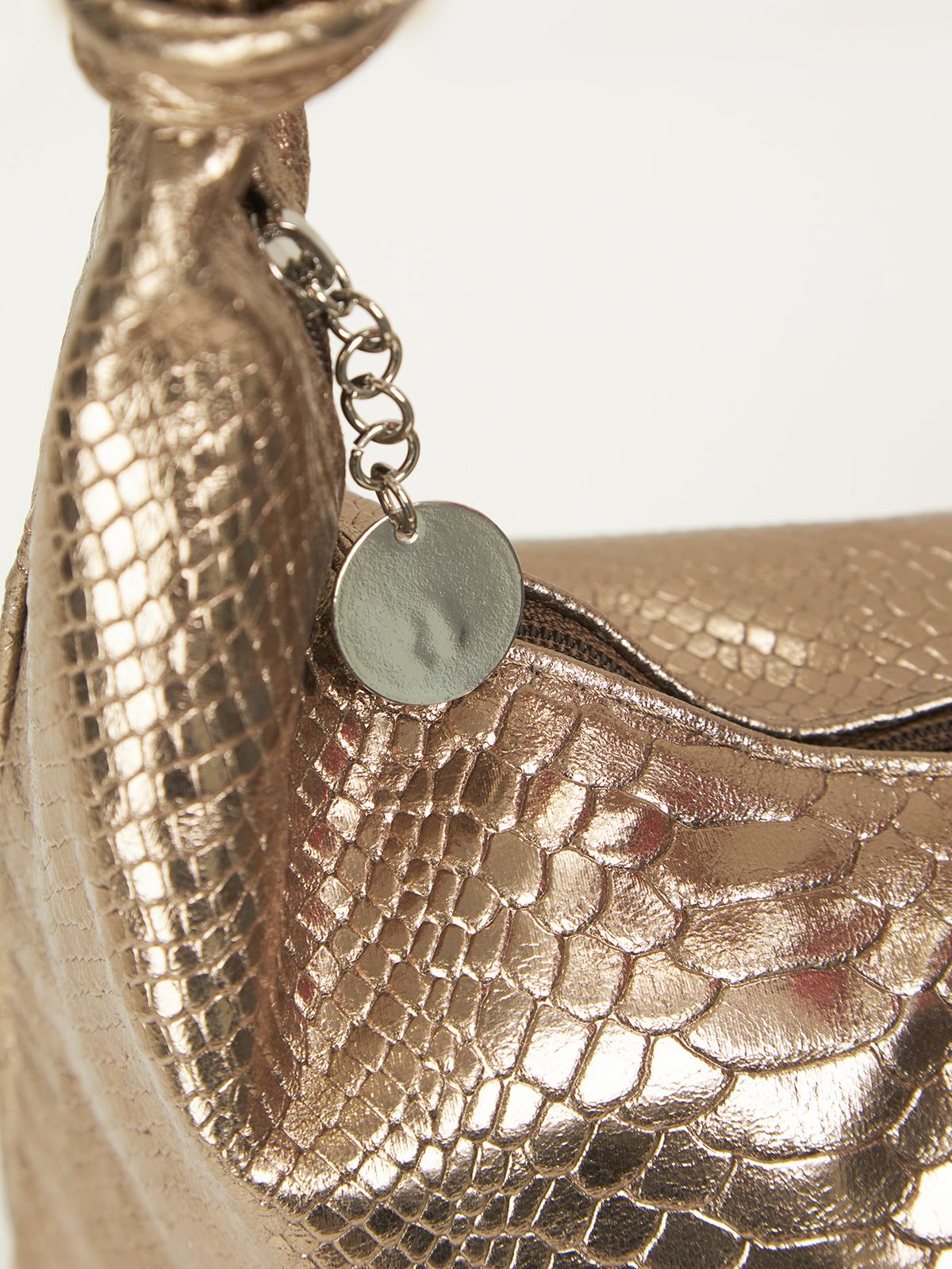 Croco metallic leather bag