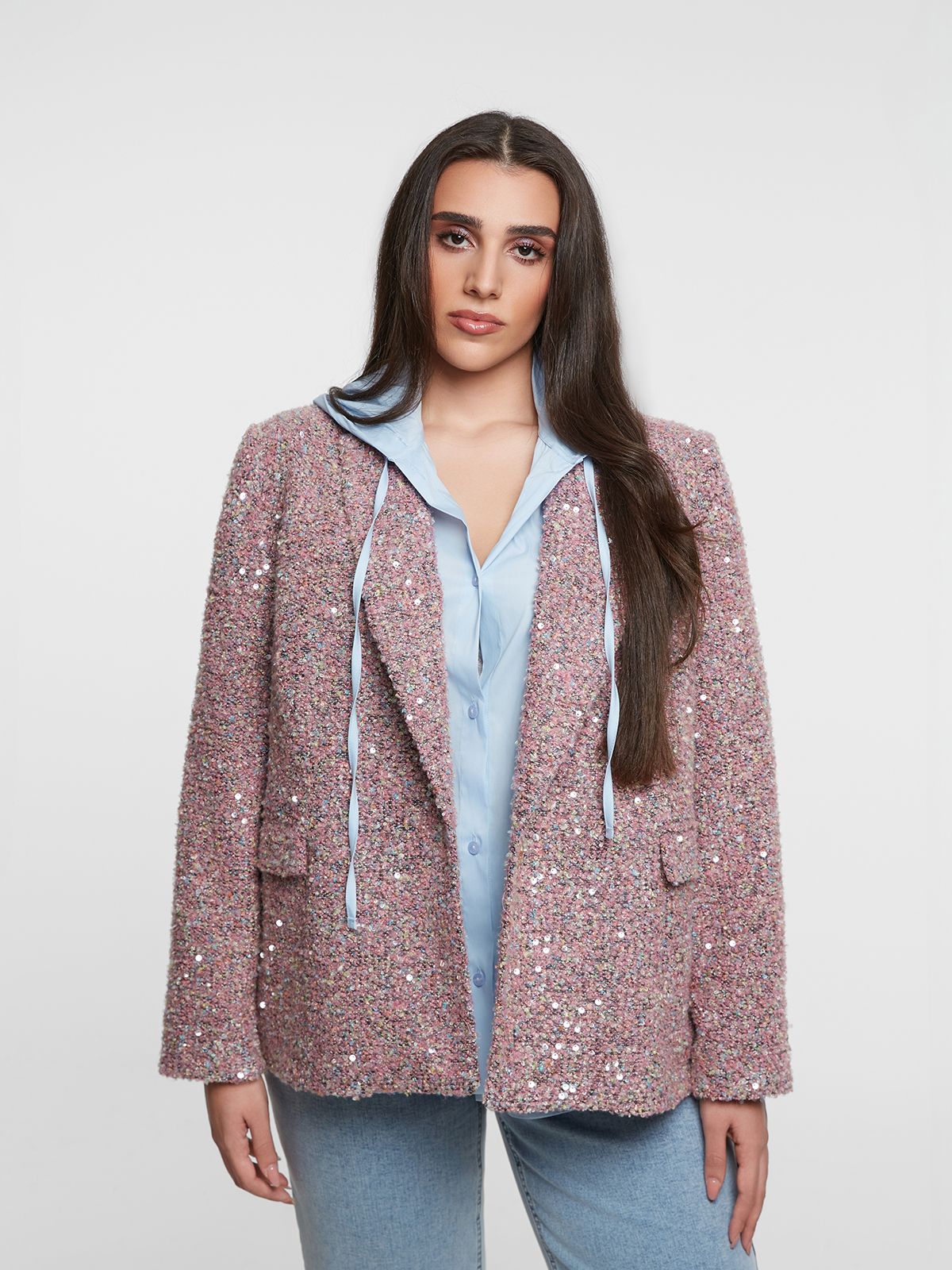 Tweed blazer with sequins
