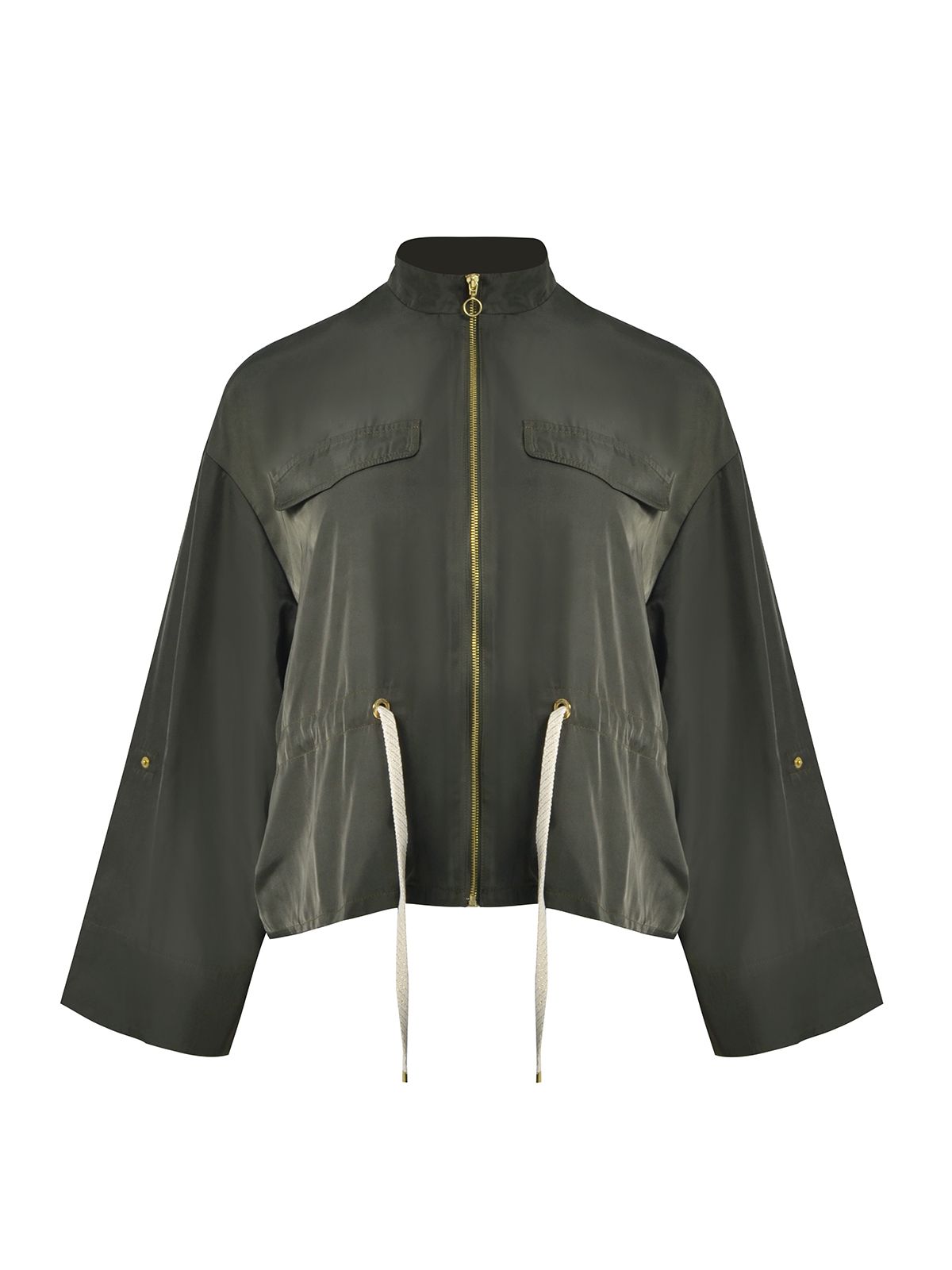 Utility jacket with drawstring waist