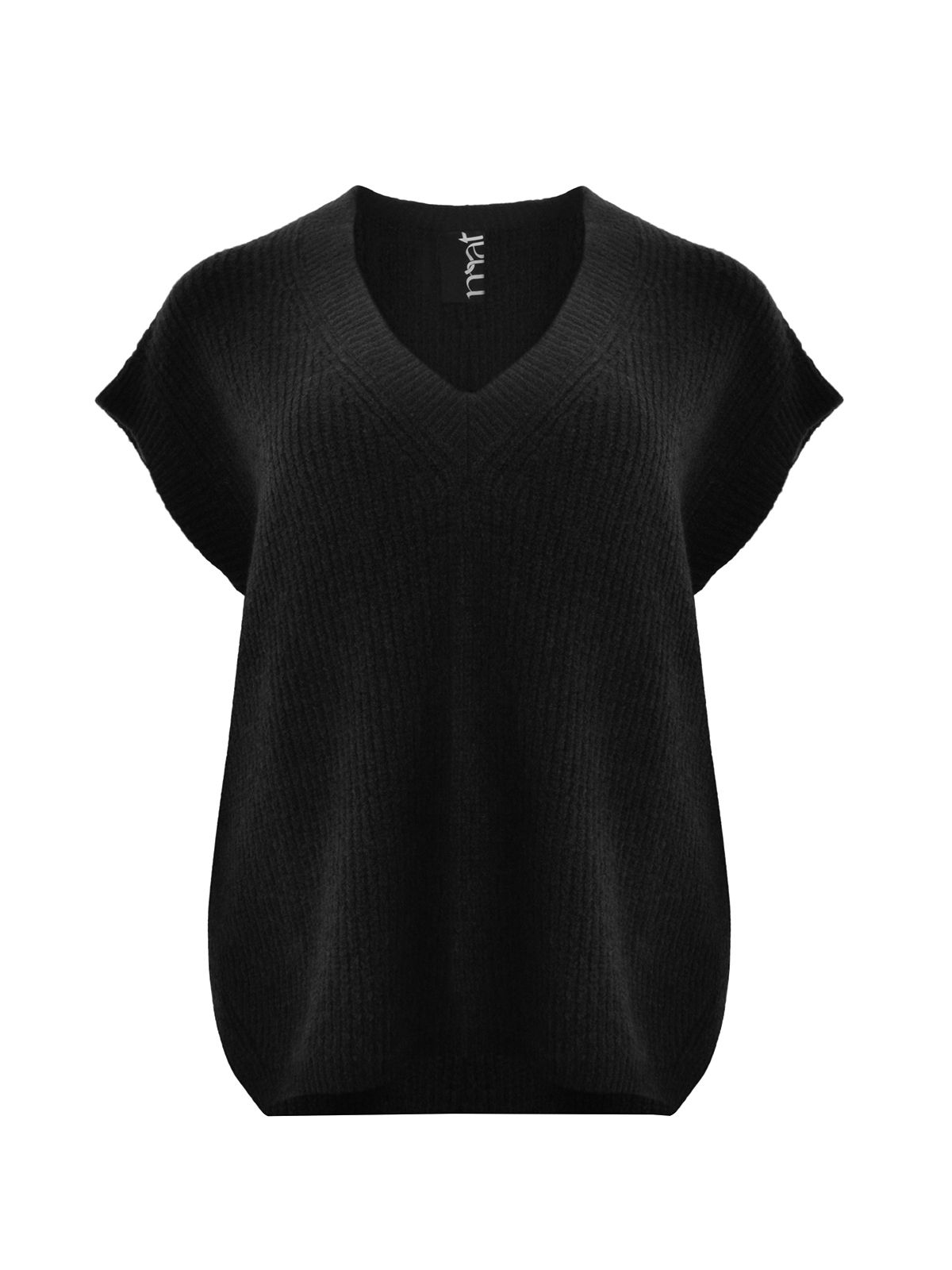 Mat Fashion Πλεκτή καζάκα με V λαιμόκοψη Μαυρο