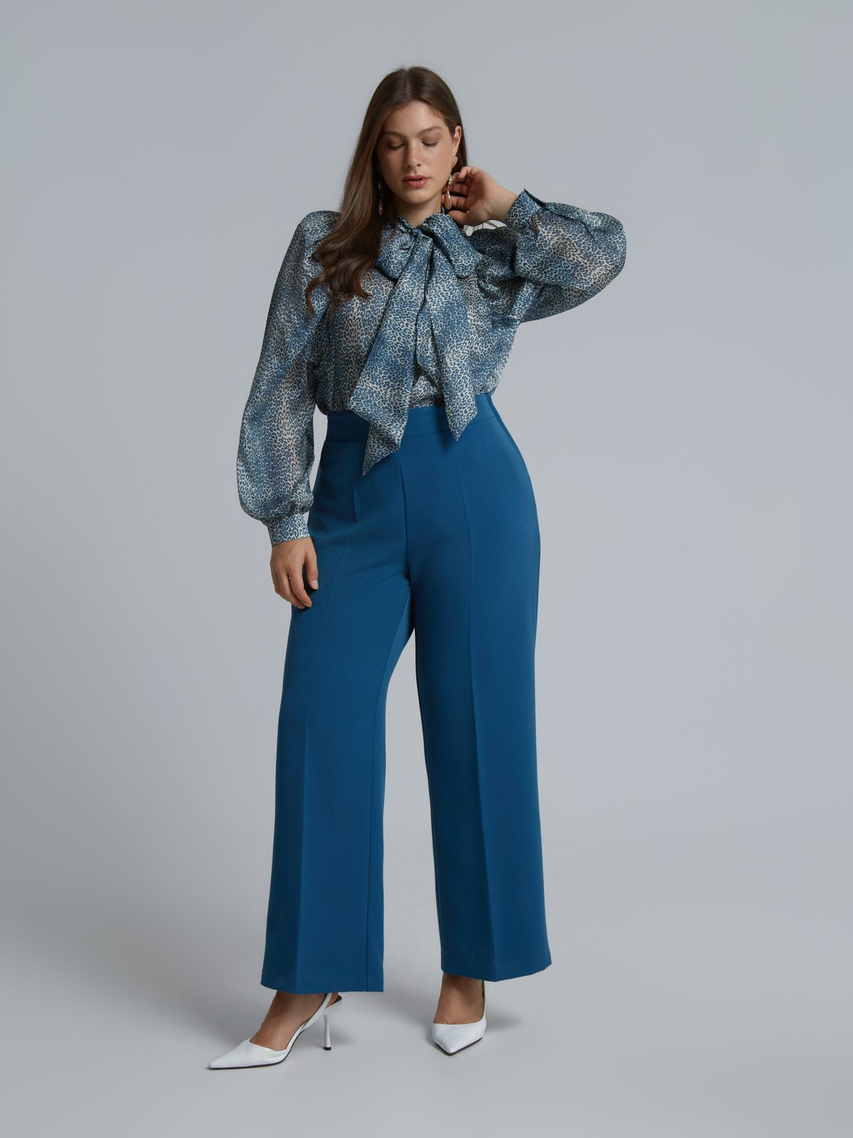 Viscose-blend straight-leg trousers