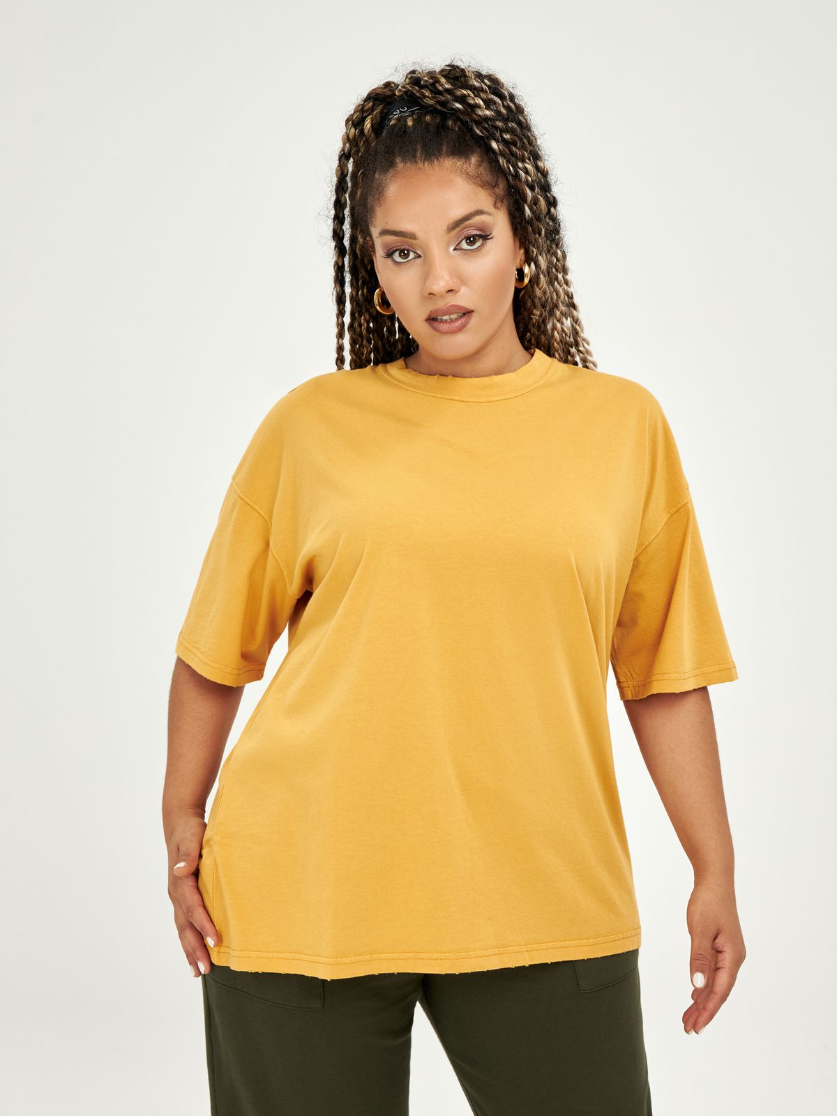 Washed cotton scoop neck t-shirt  