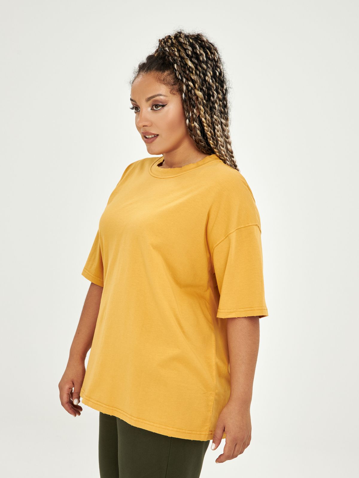 Washed cotton scoop neck t-shirt  