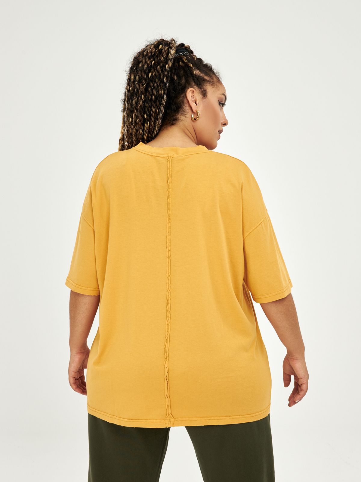 Washed cotton scoop neck t-shirt  