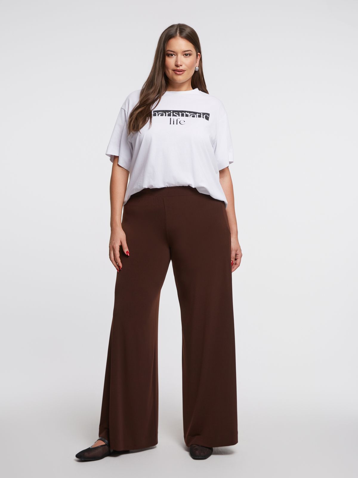 Basic wide leg super jersey trousers