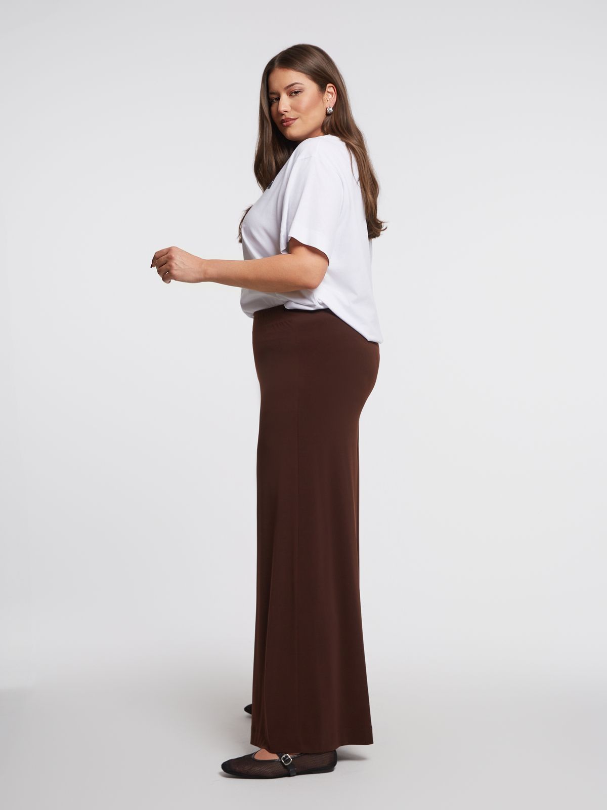 Wide leg super jersey trousers