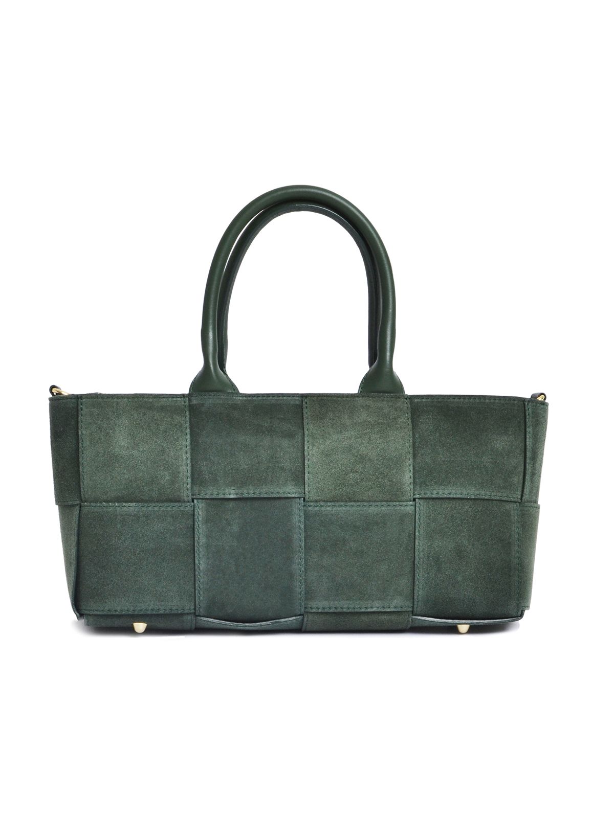Woven genuine leather tote bag