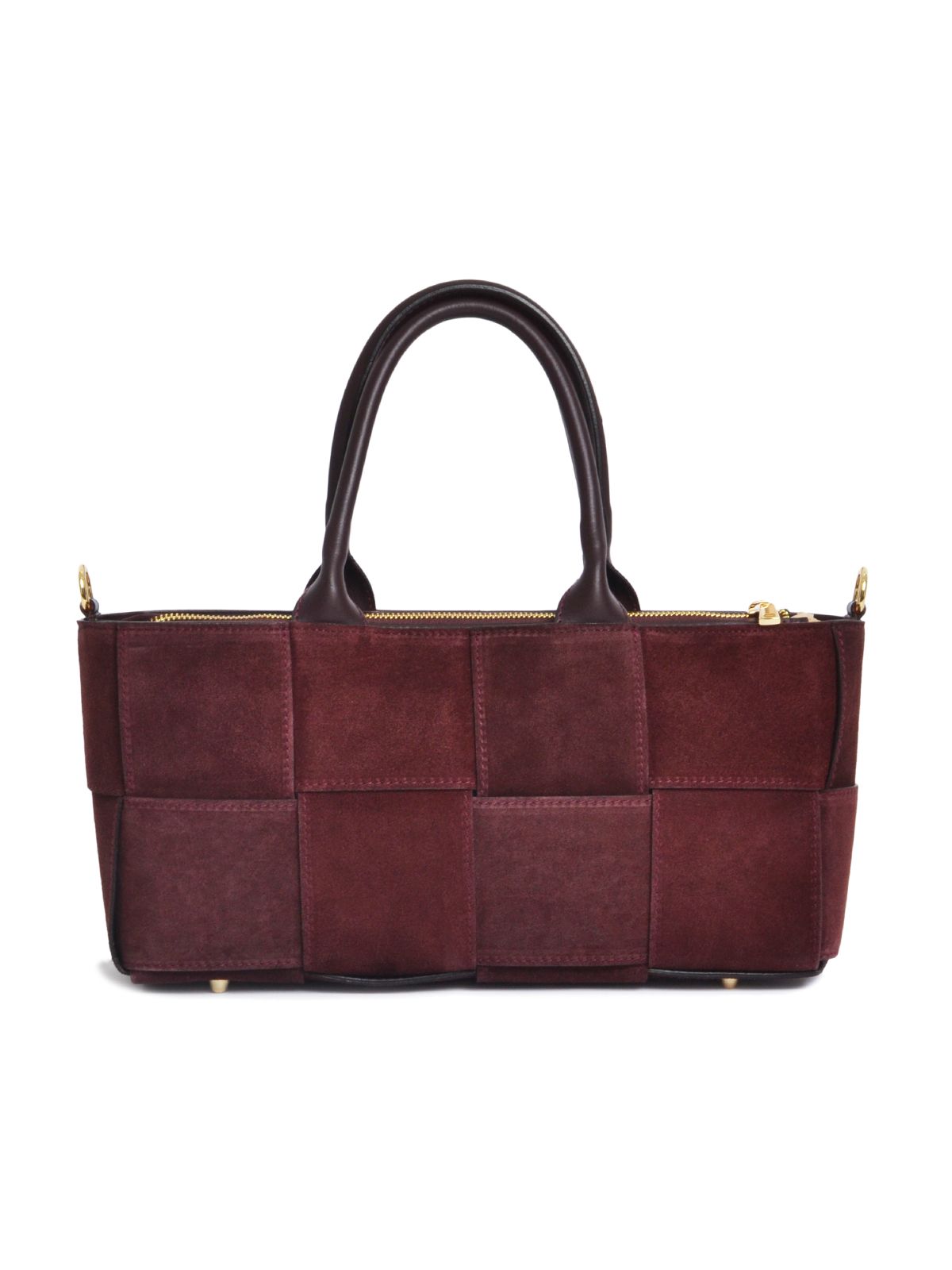 Woven genuine leather tote bag