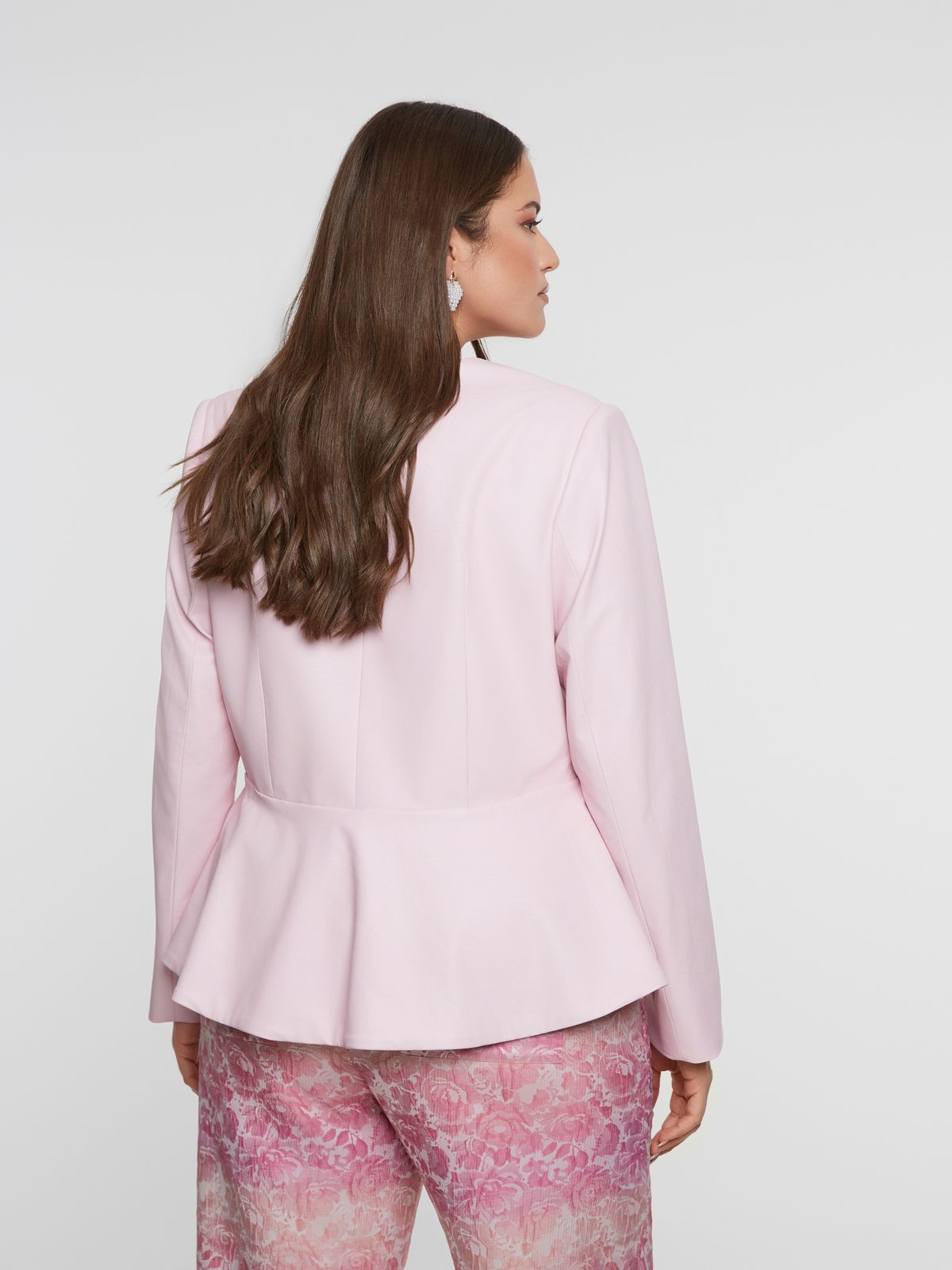 Faux-leather peplum jacket 