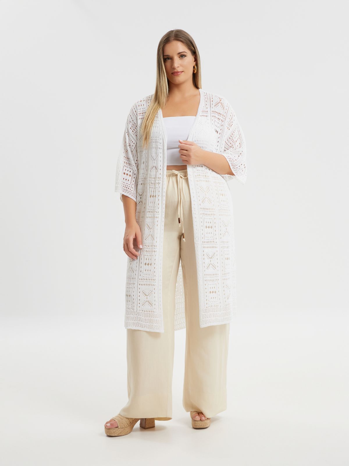 Crochet open-front cardigan