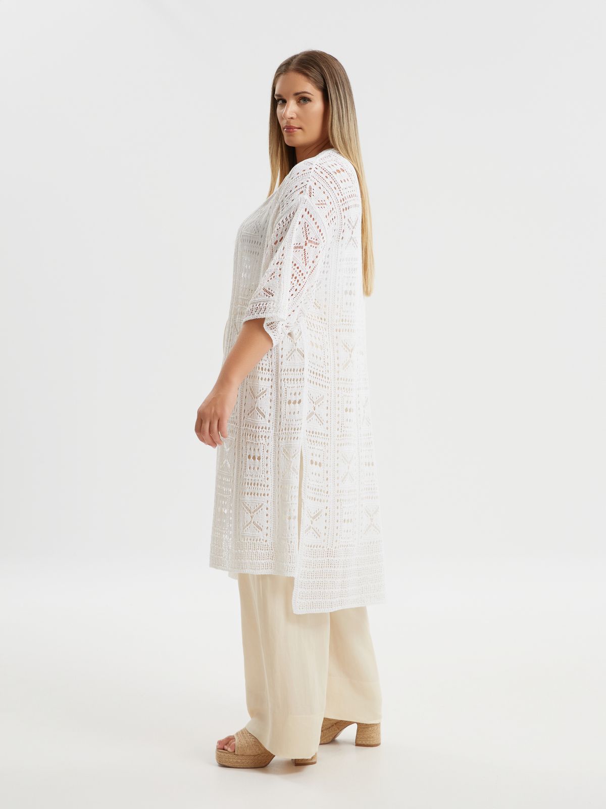 Crochet open-front cardigan