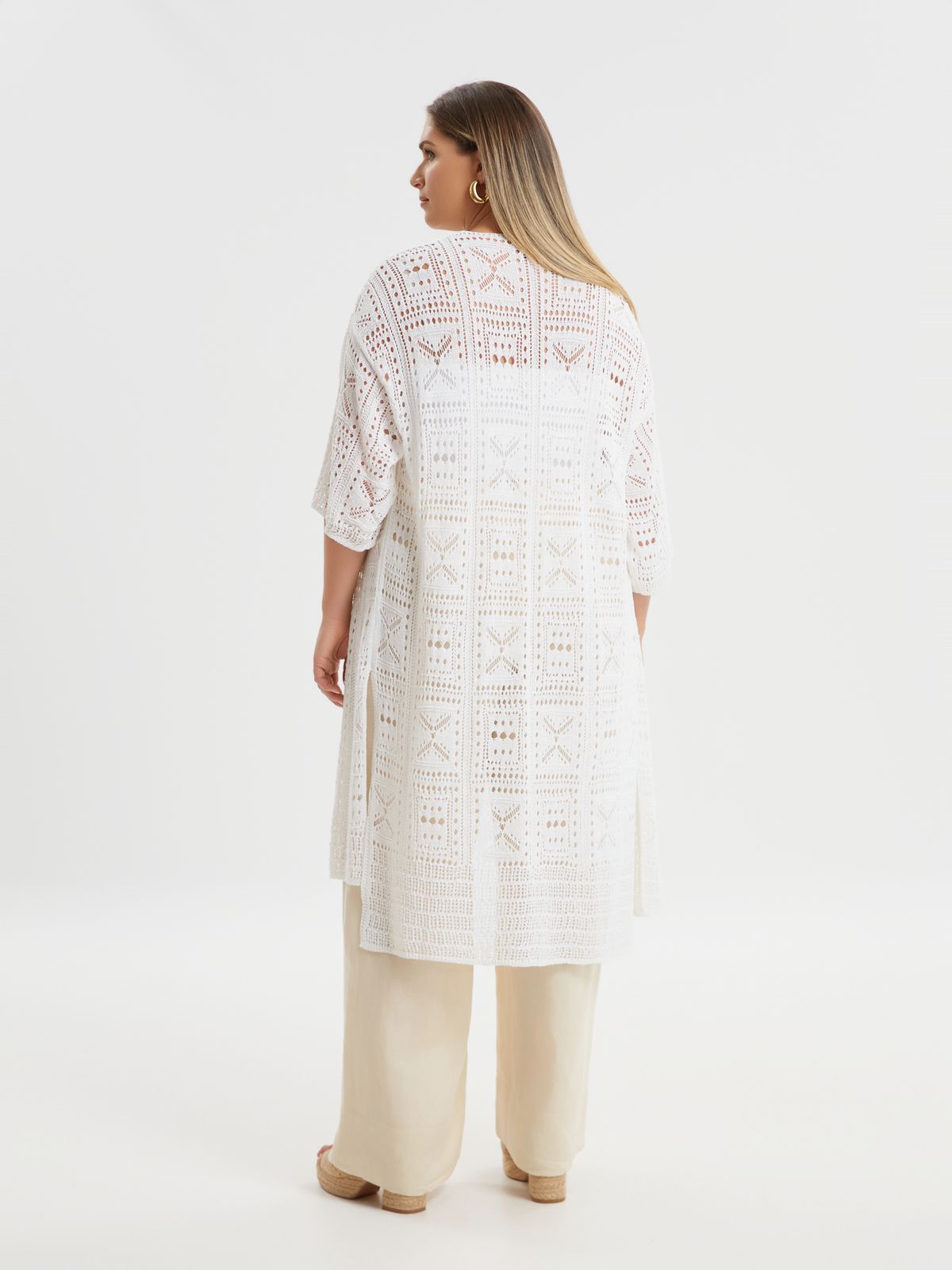 Crochet open-front cardigan