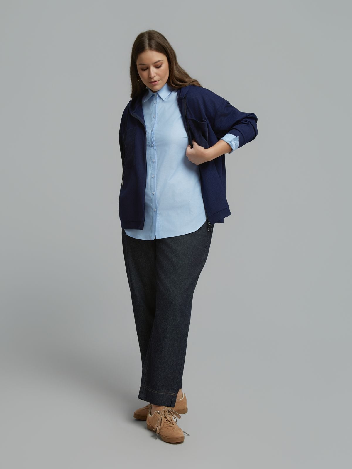 Zipped jacket with corduroy details