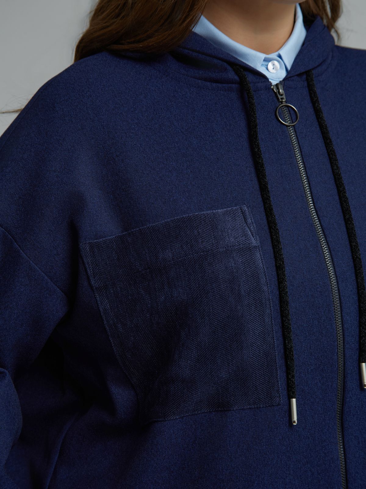 Zipped jacket with corduroy details