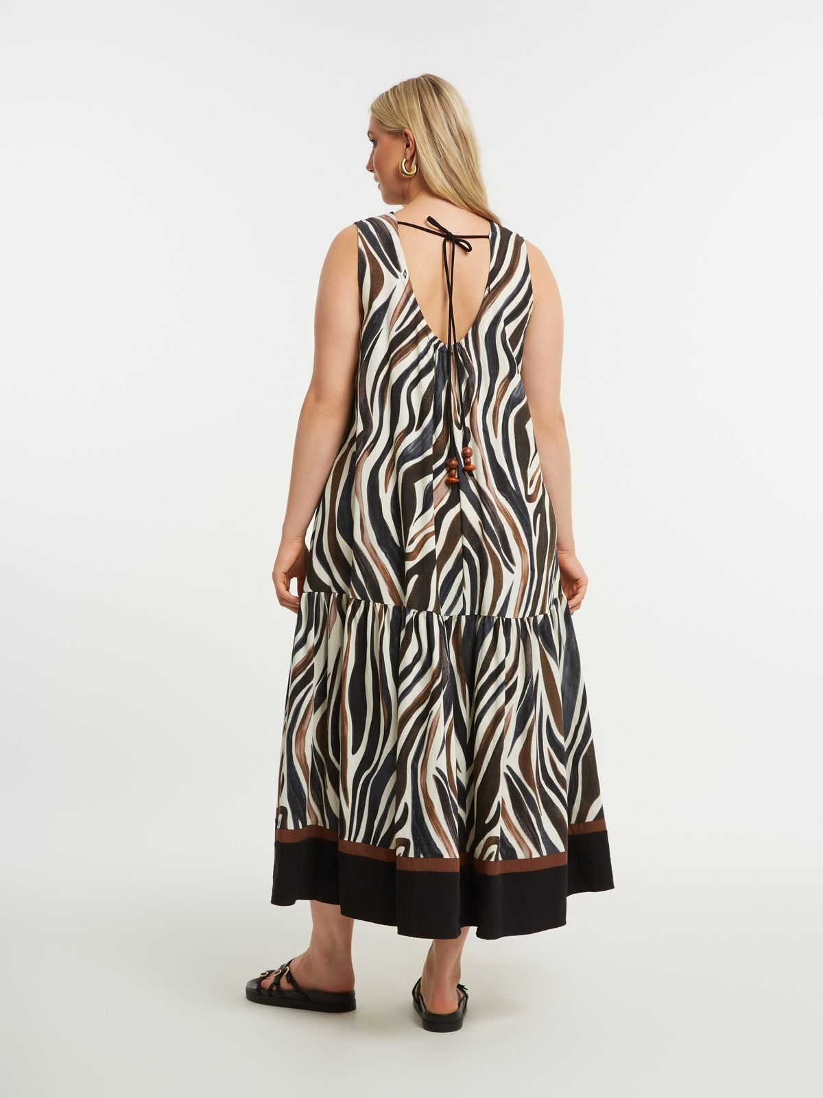 Zebra print dress with contrast stripes