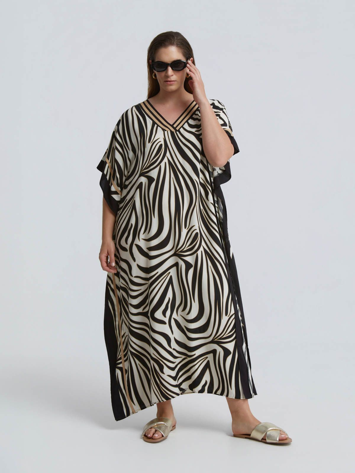 kaftan dress fashion Maya Black Faux Wrap Front Embellished Maxi Dress – Maya Deluxe main image 0