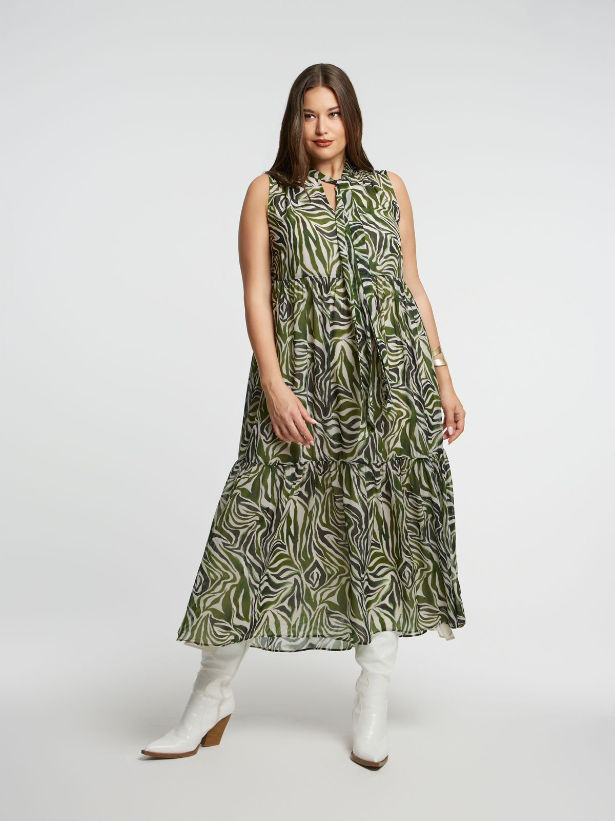 slim fit dress slacks Green Zebra Print V-Neck Midi Dress – Ro&Zo