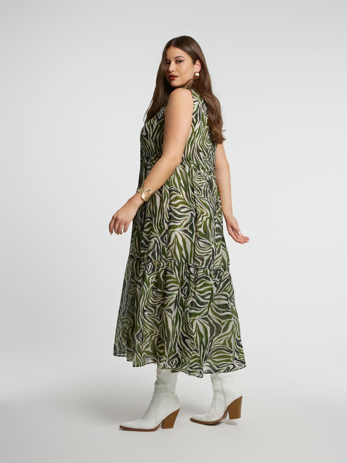 Zebra print sleeveless maxi dress | mat fashion
