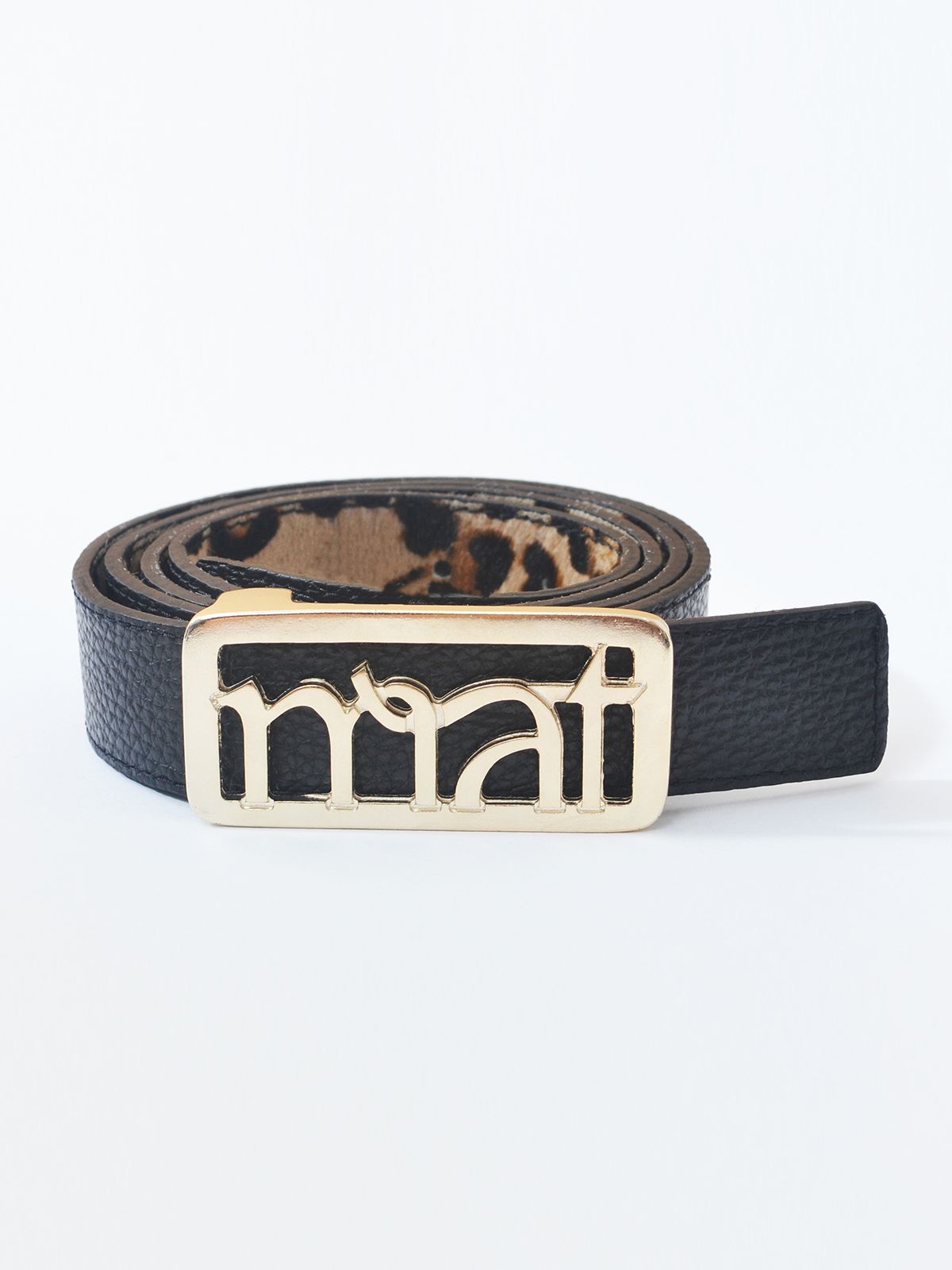 Double faced leather mat buckle belt