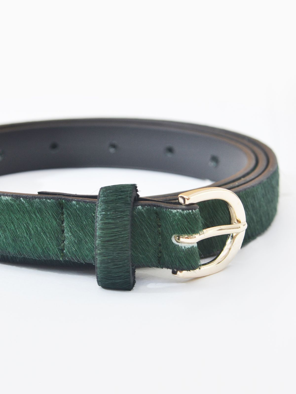 Forest green pony skin belt