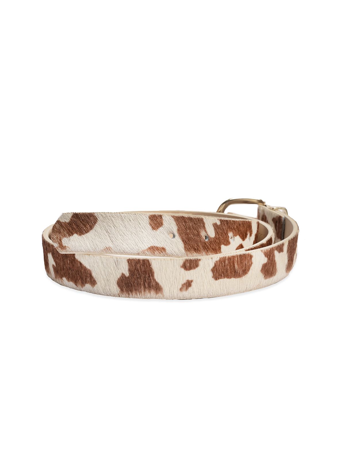 Ponyskin leather belt with cow print