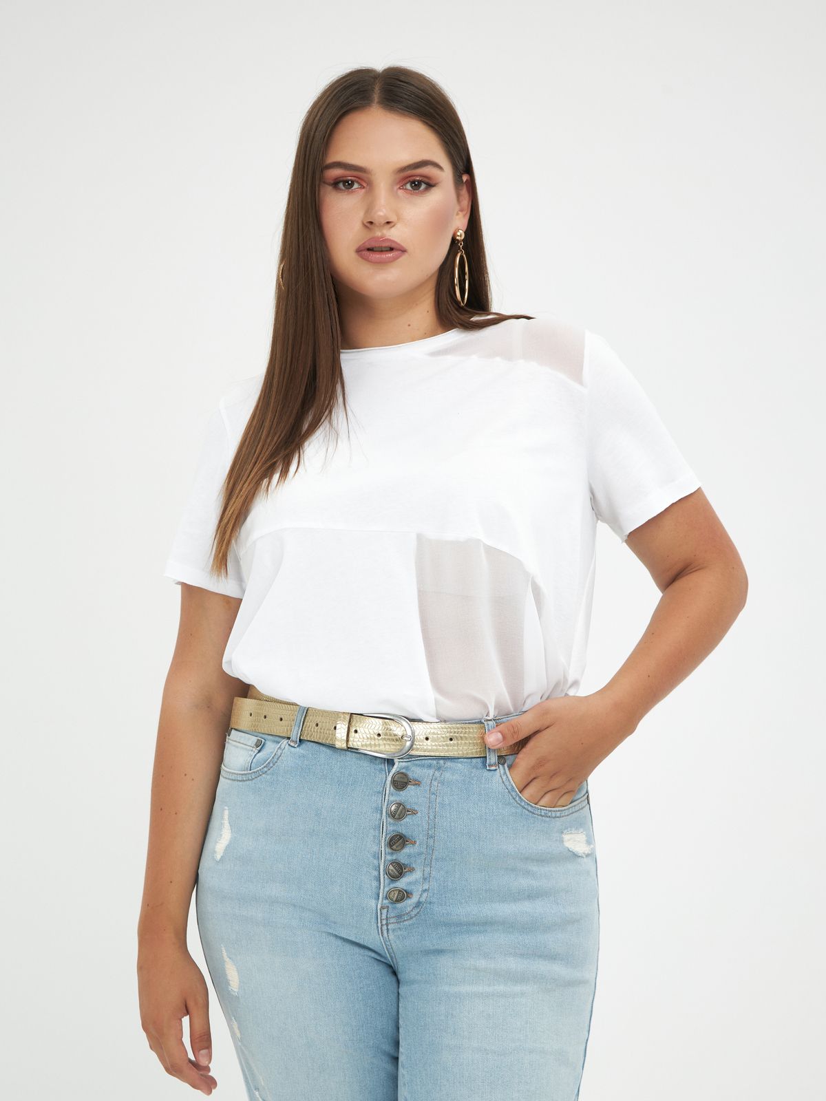 Croco metallic leather belt