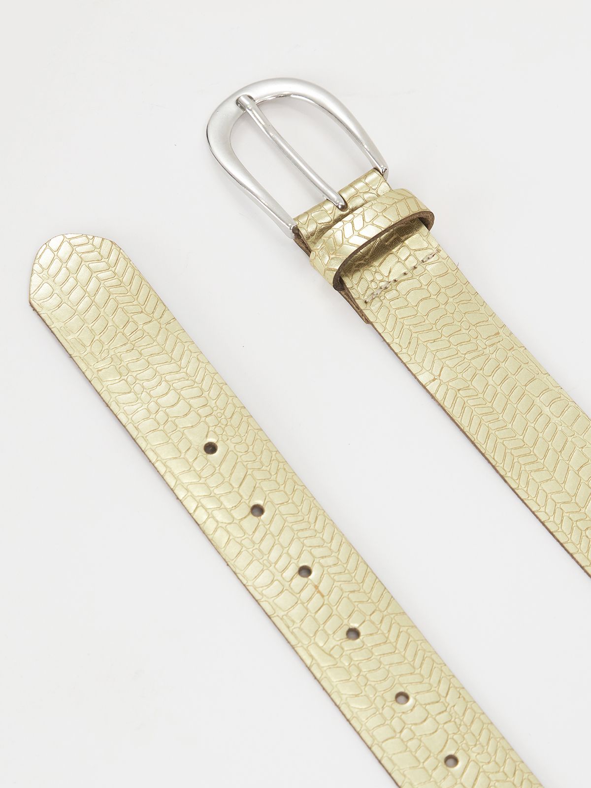 Croco metallic leather belt