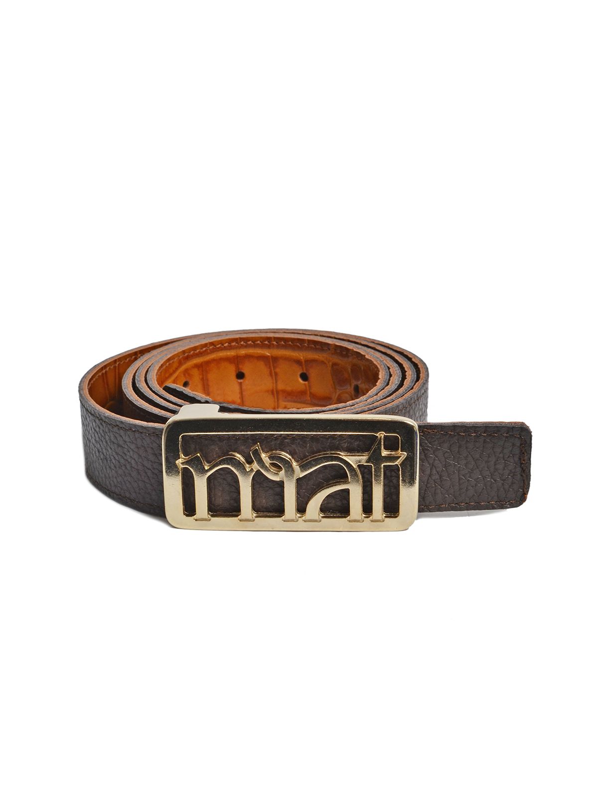 Double faced leather mat buckle belt