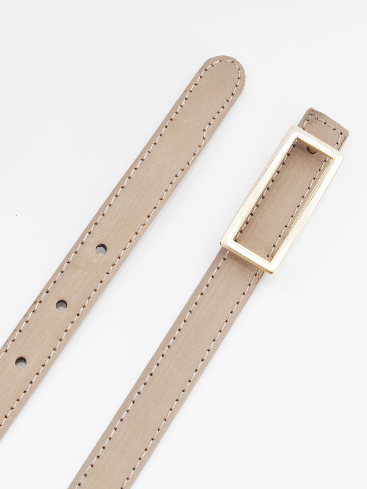 Slim leather belt with gold-tone buckle