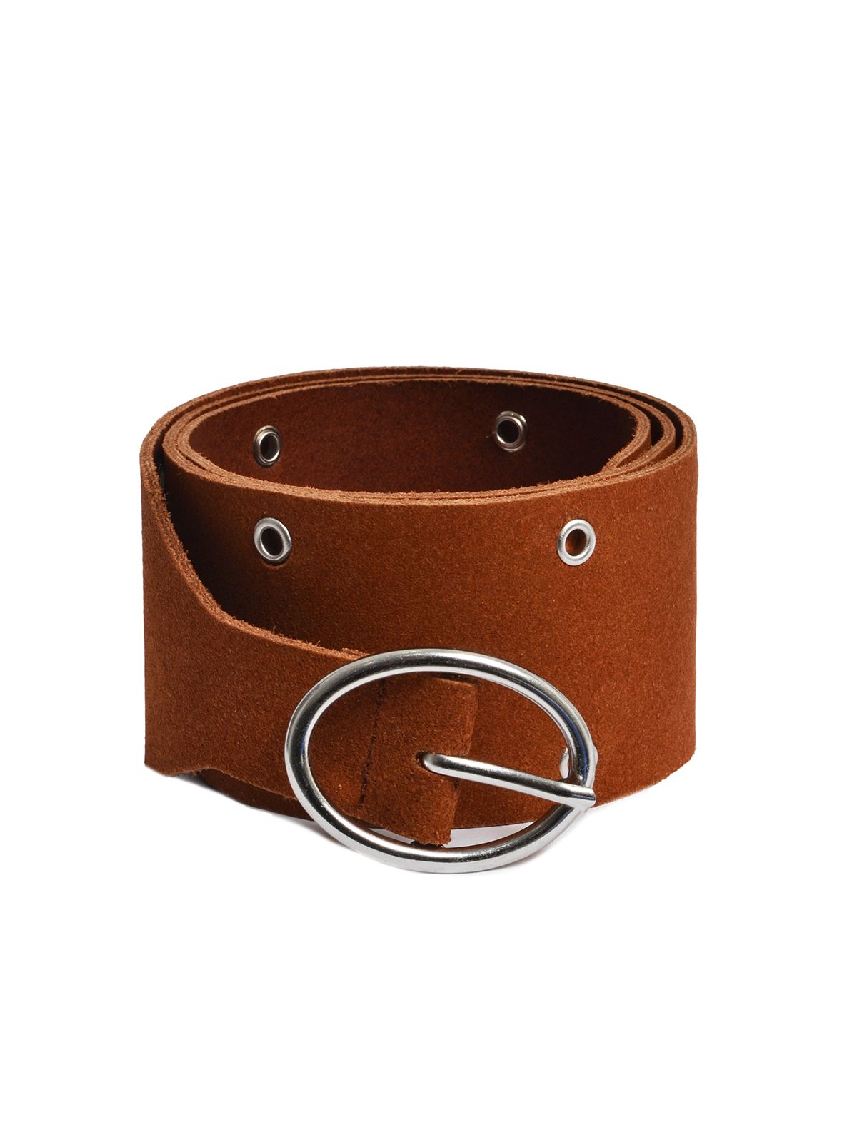 Suede leather belt with studded details