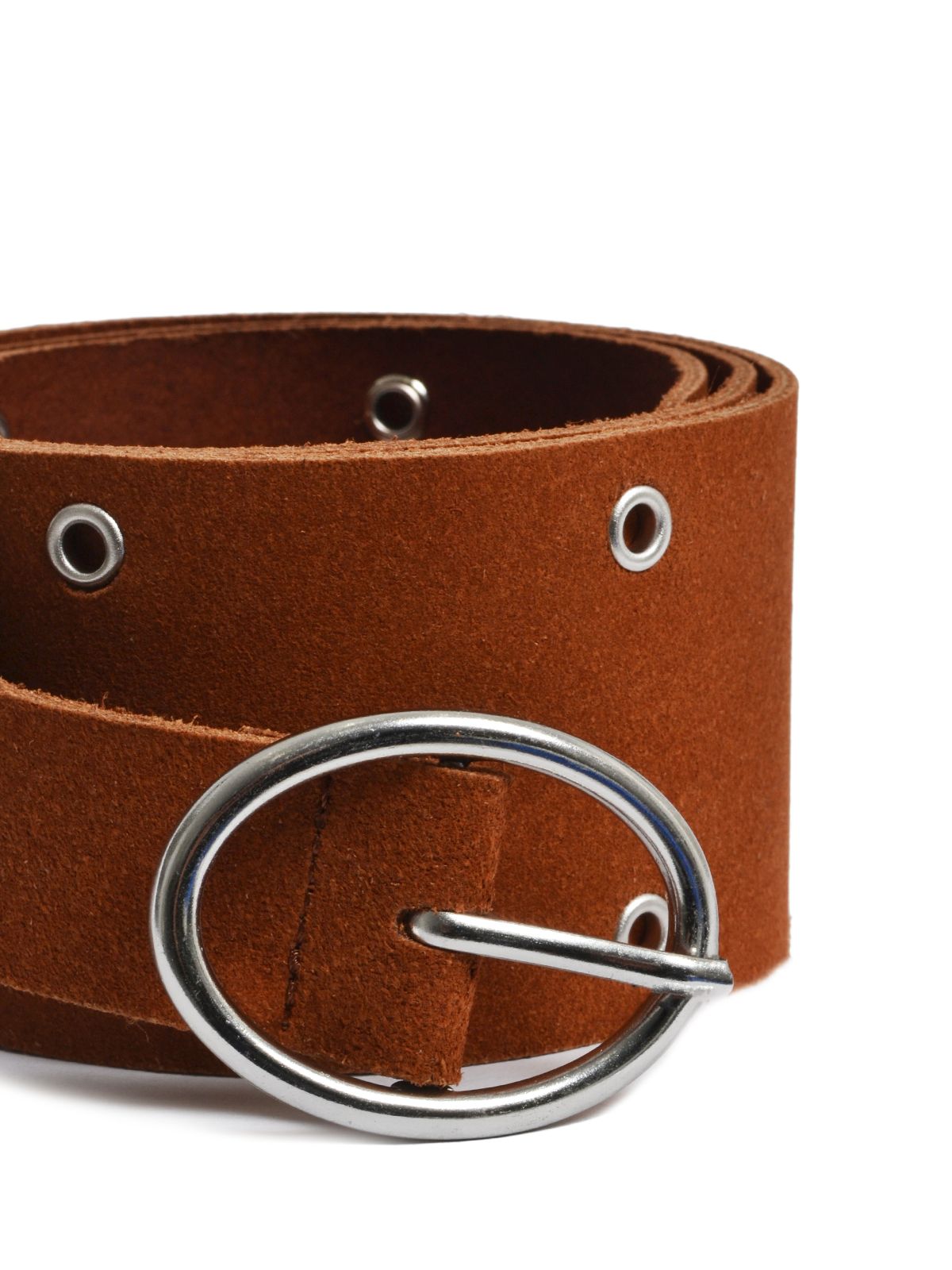 Suede leather belt with studded details