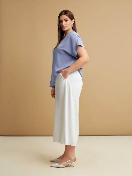 Airwashed crepe culotte trousers