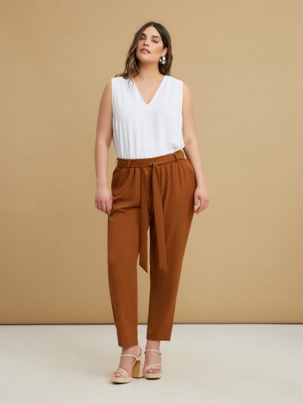 Παντελόνι jogger κρεπ airwashed με δέσιμο