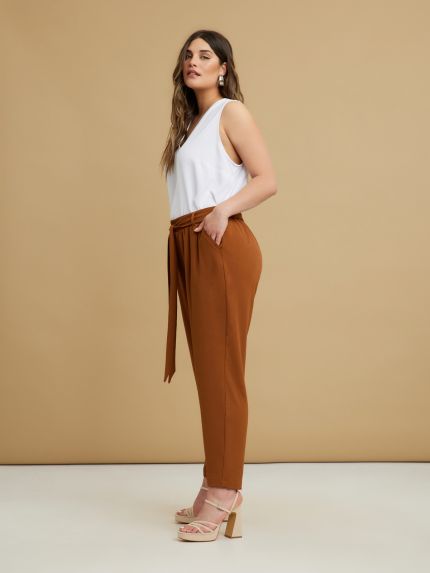 Παντελόνι jogger κρεπ airwashed με δέσιμο