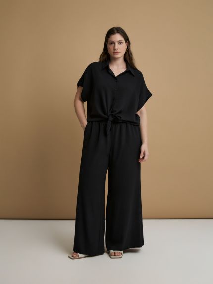 Airwashed crepe wide-leg trousers